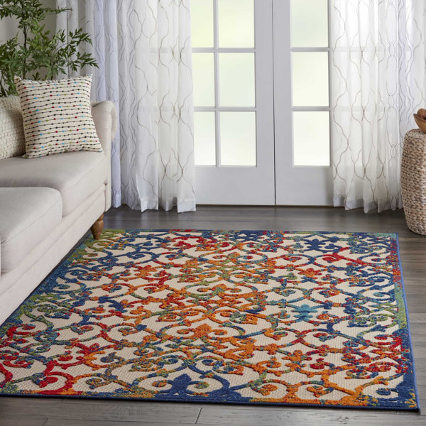Latitude Vive Mariners Ivory/Blue/Orange Outdoor Rug & Reviews